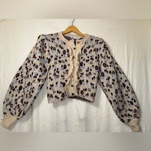 Zara Cream and Blue Knit Cardigan